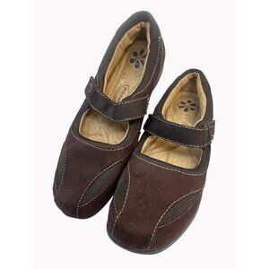 Dr. Scholl’s Womens 9 Brown Mary Jane Comfort Shoes Hook Loop Strap Walking